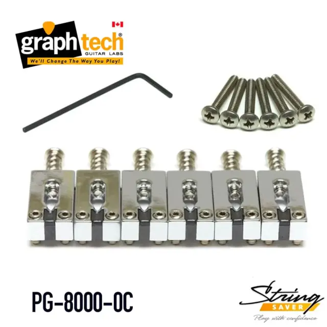 Graph Tech Graph Tech PG-8000-0C Chrome String Saver Saddle Set for Strat & Tele