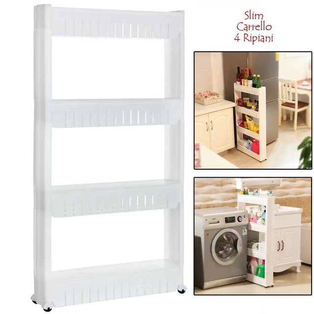 Carrello Da Cucina Classico Con Cassetti E Ruote In Legno Salvaspazio 89x40x84cm Tr4801 069tr4 - 4