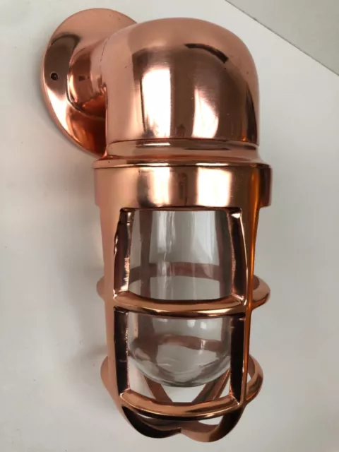 Antique Industrial Wall Light Bulkhead Vintage Cage Copper Ship Lamp Aluminium