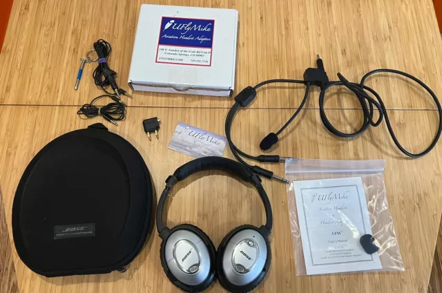 UflyMike + Bose QuietComfort QC15 Headset Pilot Aviation Dual Plug ANR GA