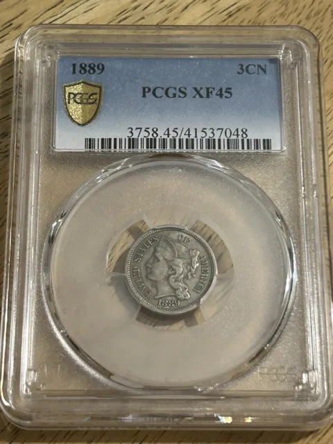 1889 Three Cent Nickel 3CN, PCGS XF45