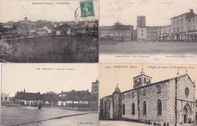 Lot de 4 cartes postales anciennes old postcards MORNANT RHÔNE