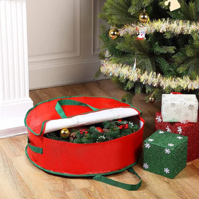 2X Christmas Wreath Storage Bag Xmas Gift Decoration Handles & Zipper Tree Bag