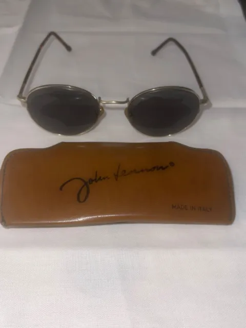 Vintage Round John Lennon Sunglasses with Leather Case
