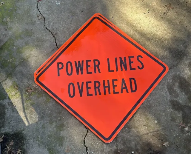 3’ Danger Overhead Power Line Sign Caution Safety Orange Reflective Construction