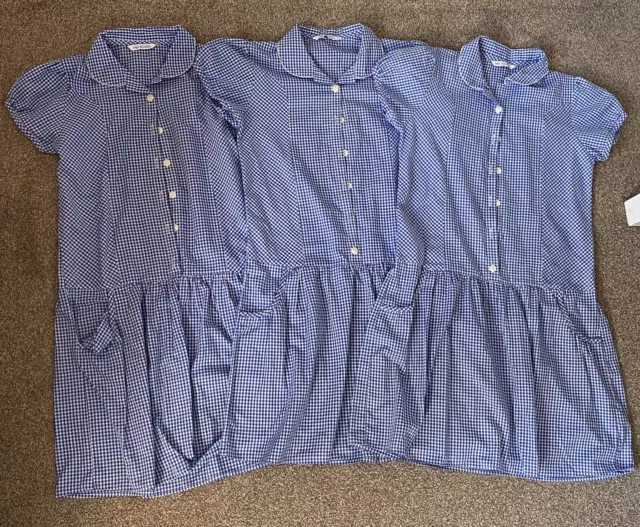 Abiti estivi blu Gingham per ragazze taglia 11-12 anni X3 immacolati