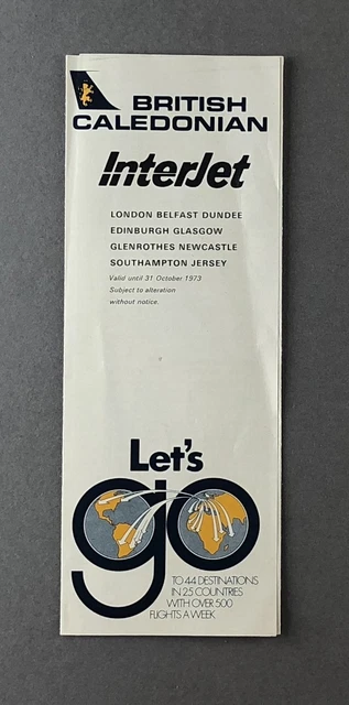 British Caledonian Interjet Airline Timetable Summer 1973 Bcal