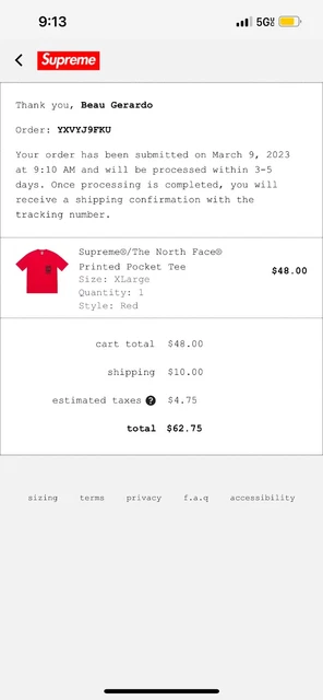 Supreme/ Northface T-shirt XL