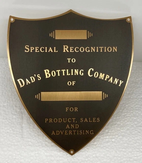 NEW NOS Vintage 1950's Dad's Root Beer Soda Company Award Plaque Trophy Sign