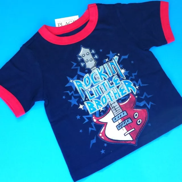 *NEW* "Rockin' Little Brother" Baby Boys Shirt 9-12 12-18 18-24 Months 4T Blue