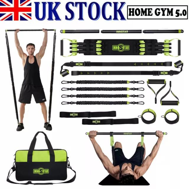 Innstar Adjustable Bench Press up to 270LB Resistance Bands set With Fitness bar