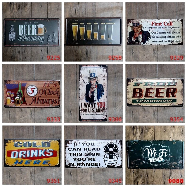 Beer Poster Vintage Metal Tin Signs Retro Car Plate Bar Pub Art Decor Wall