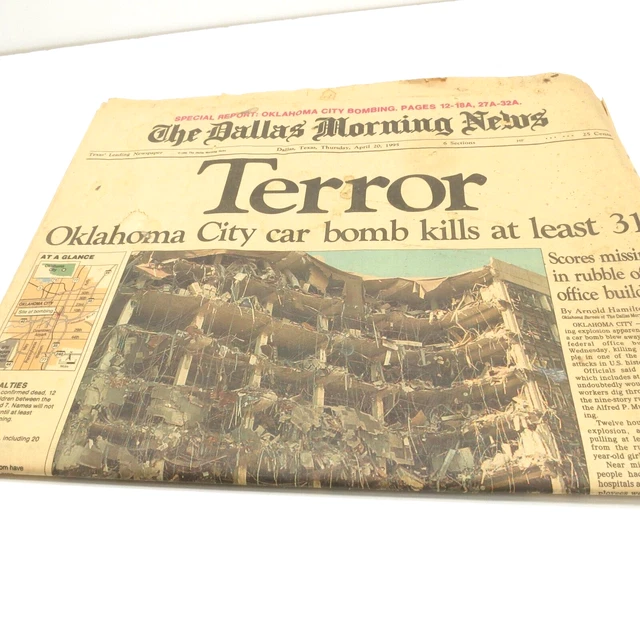 THE DALLAS MORNING News April 20 1995 Oklahoma City Bombing Newspaper £
