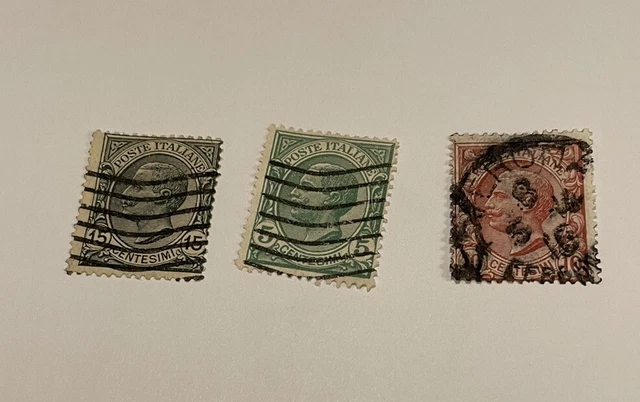 1907-1919 5, 10, 15 Italy Stamps