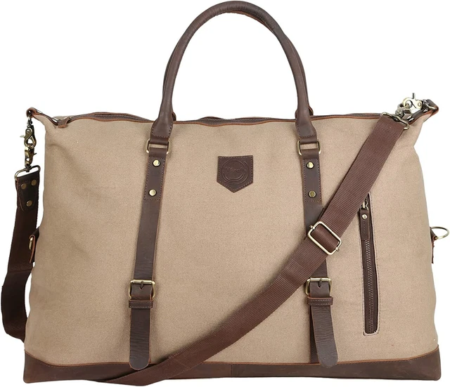 Canvas Leather Travel Tote Weekender Gym Overnight Duffel for Men and Women4