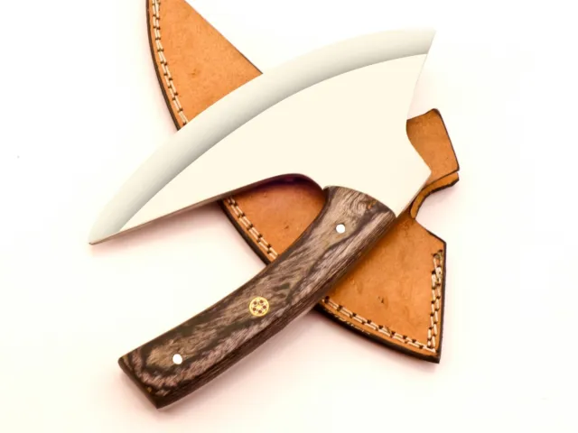NOORAKI 7" Blade ULU KNIFE HANDMADE FORGED D2 STEEL_Wooden Handle Full Tang
