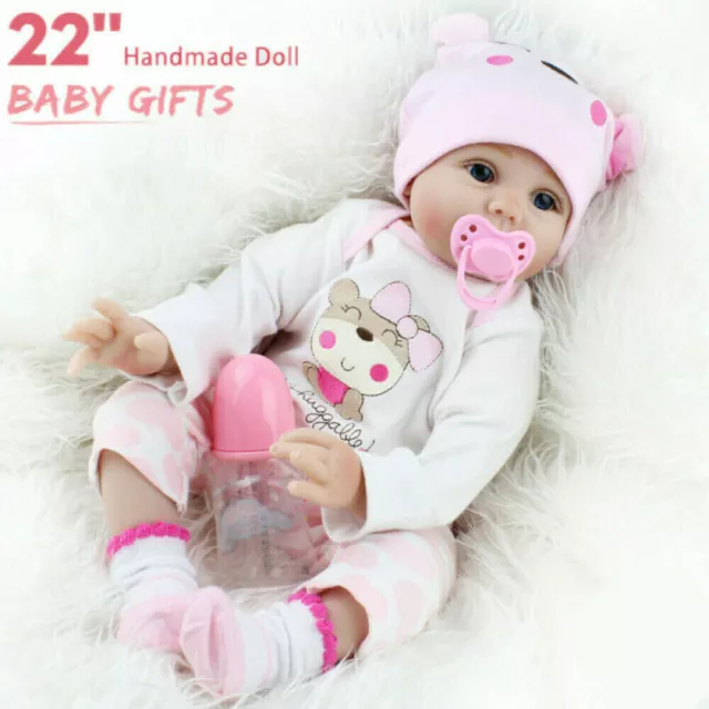 22" Reborn Dolls Baby Silicone Vinyl Handmade Realistic Newborn Doll Gifts UK