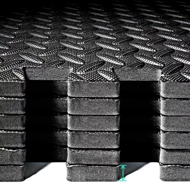 12/24pc Large 24x24x0.4in EVA Foam Exercise Mat Interlocking Gym Garage Flooring