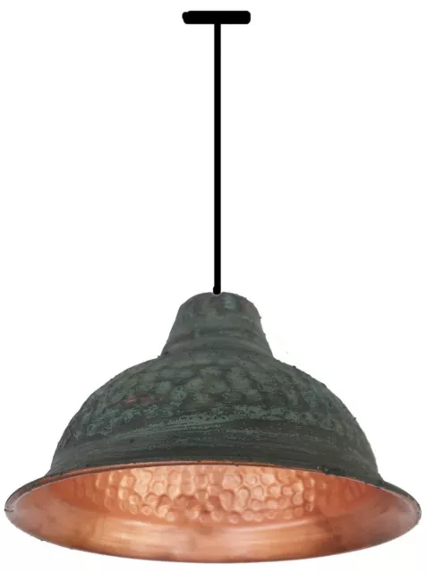 Hand Made Weathered Gypsy Green Patina Copper Dome Ceiling Pendant Lamp Shade