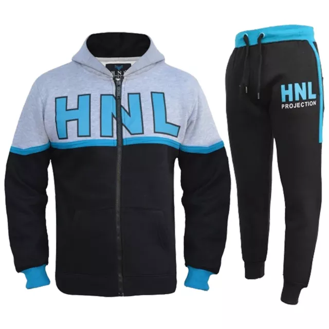 Bambini Ragazze Tuta Nero Designer Hnl Top con Zip Fondo da Jogging 7-13 Anno