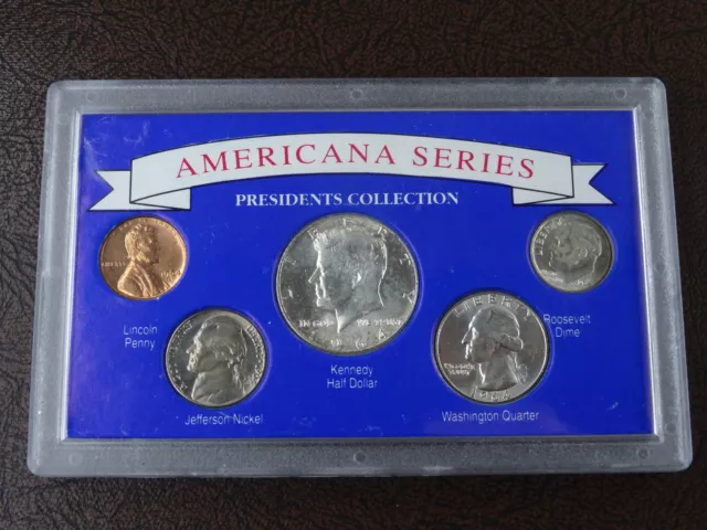 1964 US Mint Uncirculated Set 90% Silver 5 Coins Americana Series