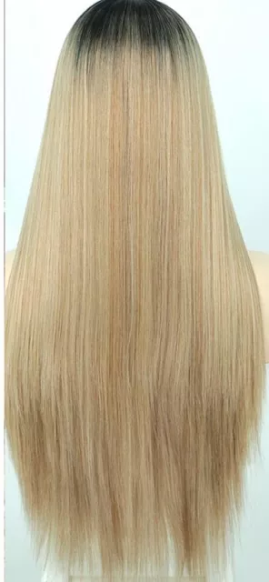 SHYLOHAIR Perruque synthétique blonde longue et raide blond ombré 28 pouces 2