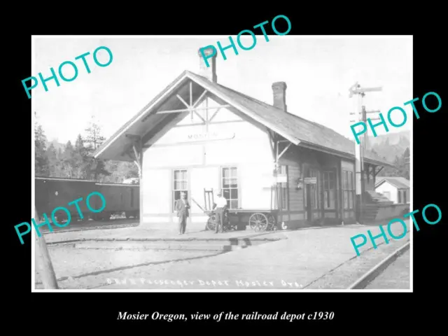 OLD LARGE HISTORIC PHOTO OF MOSIER OREGON THE RAILROAD DEPOT STATION c1930