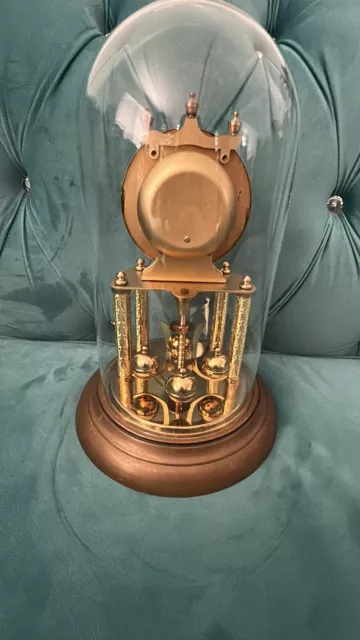 Vintage SCHATZ Germany Brass & Glass Dome 400 Day German Anniversary Shelf Clock 3