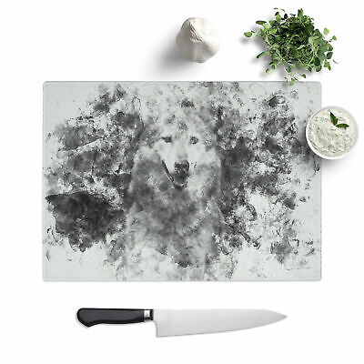 Wolf Portrait 1 x Glass Chopping Cutting Board Kitchen Surface Protector