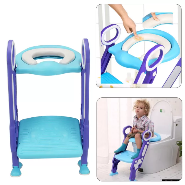 3 in 1 Kinder Toilettentrainer mit Faltbar Treppe WC Lerntöpfchen Toilettensitz