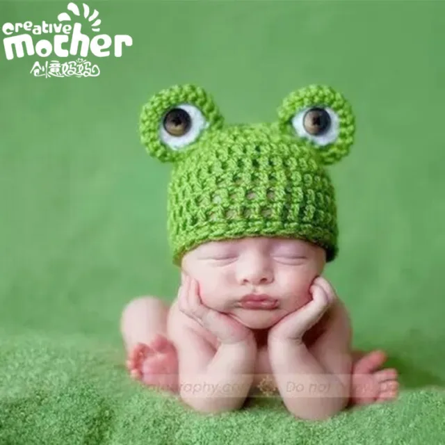 Newborn Baby Props Beanies Frog Knitted Crochet photography props Hat