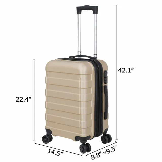 21" Champagne Suitcase Expandable Travel Carry on Luggage Hardside Spinner