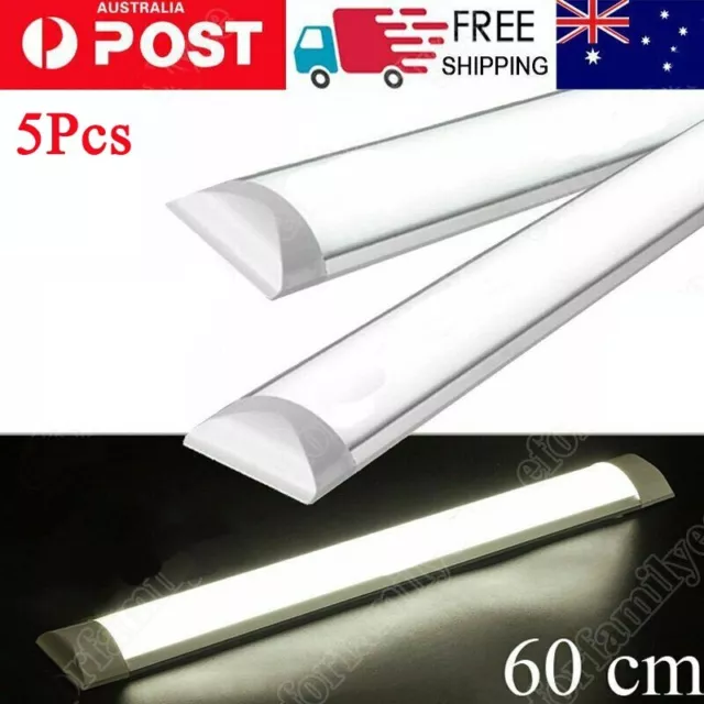 5PCS 2FT LED Tube Batten Linear Slimline Ceiling Light Cool White Lamp Fixture