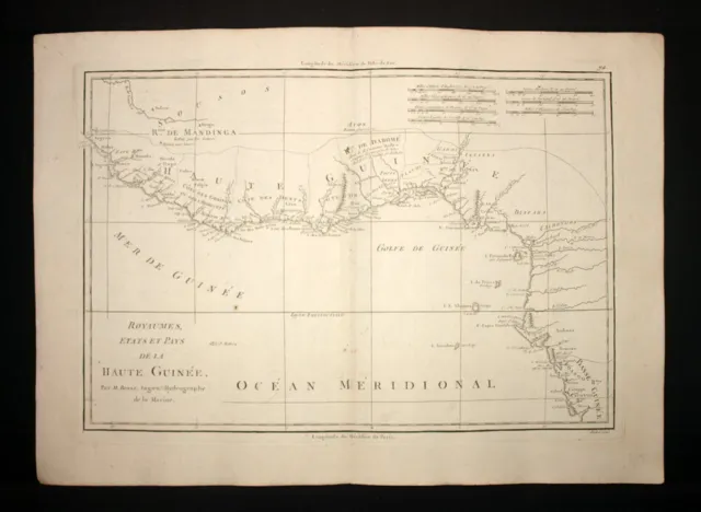 LE GOLFE DE GUINÉE EN AFRIQUE DE L'OUEST carte géographique ancienne de 1787