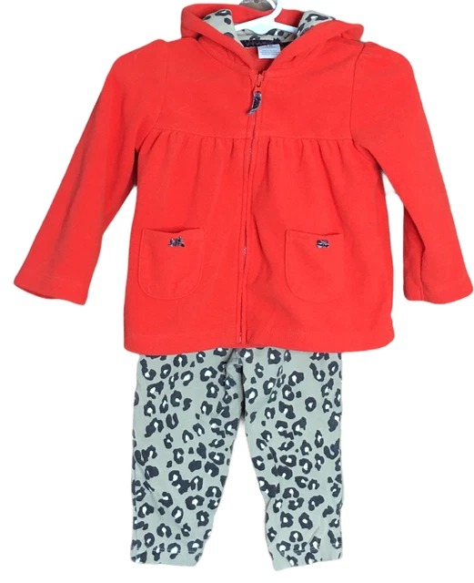 Carter's 3 Piece Outfit Pants Vest Jacket Leopard Baby Girl Infant Size 18 month