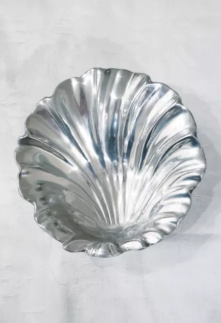 Cast Aluminum Polished Metal Sea Shell Candy Trinket Soap Dish Coastal Nautical