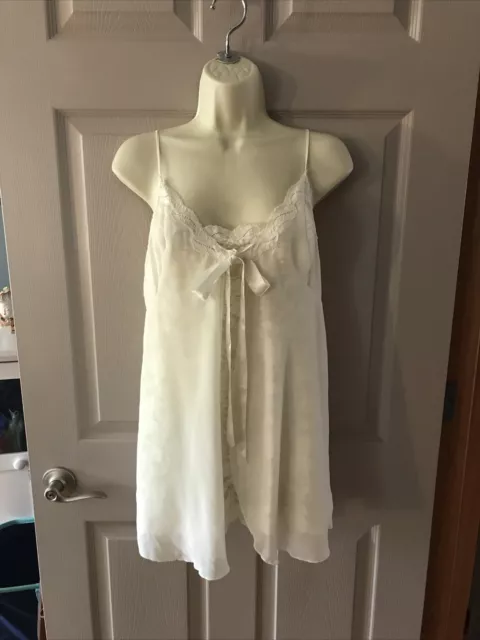 Vintage Victorias Secret M Ivory See Through Lace Babydoll Bridal