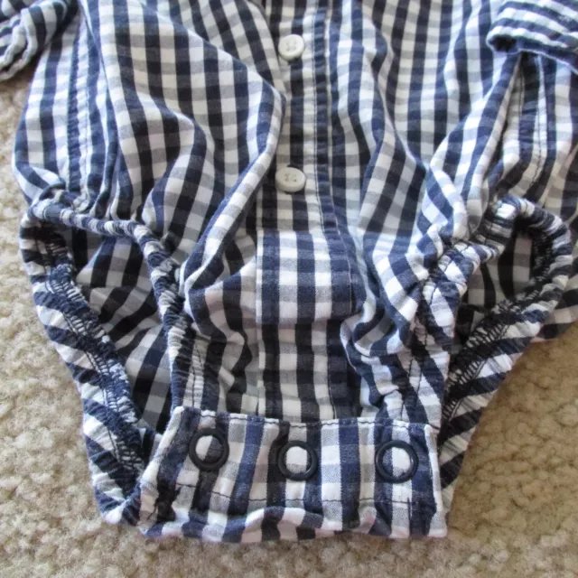 Carters Baby Infant Boy Dress Shirt Bodysuit Pants Outfit 6M Navy Blue Plaid 2pc 4