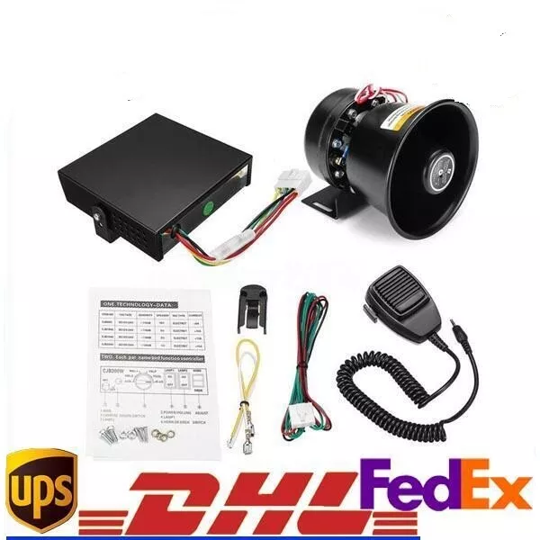 400W 12V 9 Sound Loud Car Alarm Fire Horn Siren PA Speaker MIC System Universal
