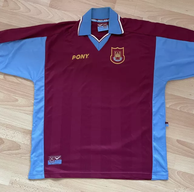 West Ham United Original Vintage 1997-98 Shirt Extra-Large by Pony (Unsponsored)