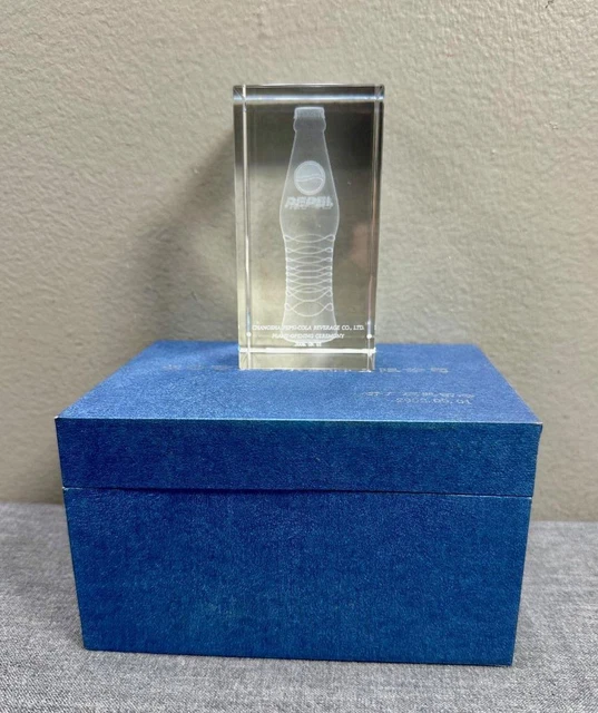 Commemorative PEPSI Plant Opening 2006 Etched Glass Statuette Changsha, China