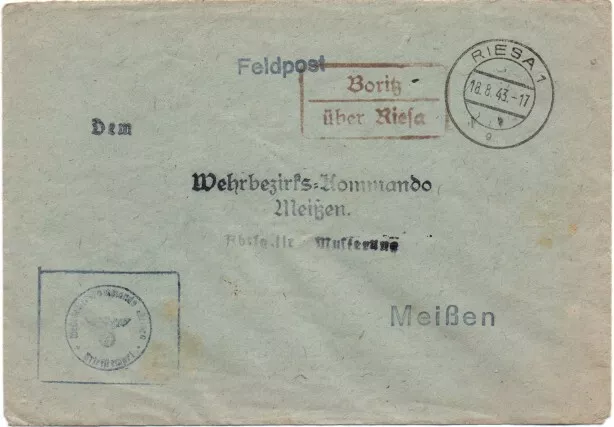 DR, Brief mit Poststellenstempel  Boritz über Riesa