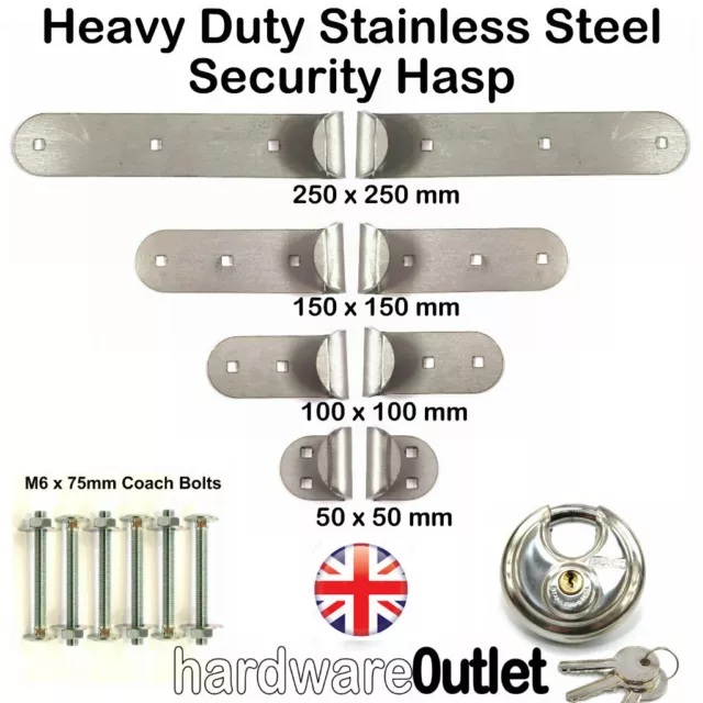 Heavy Duty Garage Shed Van Door Security Locking Bar STEEL HASP LOCK & BOLTS