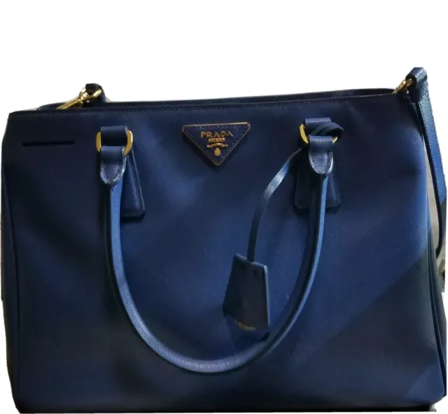 PRADA MILANO ITALY Galleria Navy Blue Saffiano  Lux Bag Purse Handbag Rtl $2790