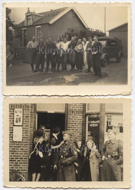 C560 Foto Wehrmacht Holland Mai 1940 Funker PKW LKW Steyr Frau girls cafe TOP !