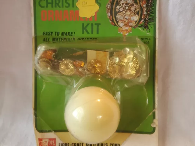 Kit de adornos navideños vintage Fibre-Craft 1973 NUEVO dorado verde #9102