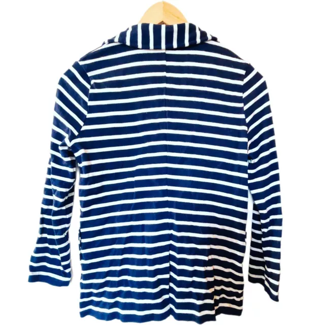 Petit Bateau Breton Womens Blazer XS Navy Blue White Striped Nautical Marine 2