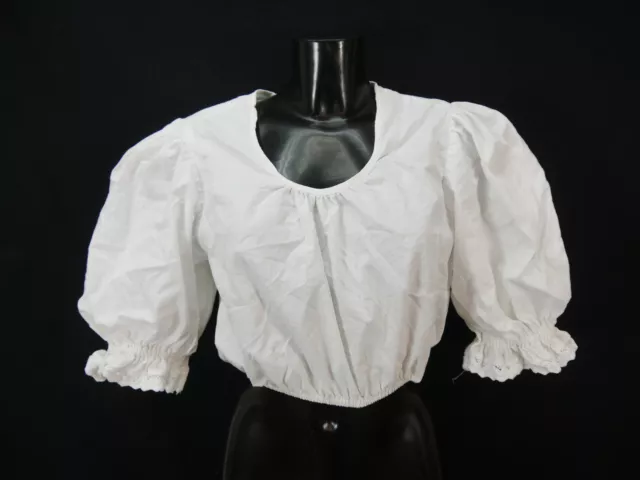 Camicia Dirndl taglia 46 bianca camicetta per misto cotone Dirndl con pizzo B10078