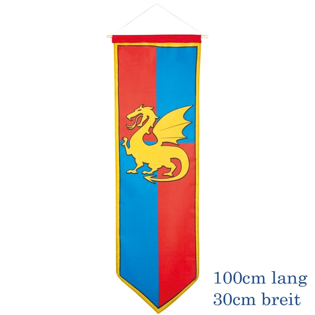 Ritterwappen Con Dragones Edad Media Estándar 100 X 30CM Rojo Bandera Con Escudo
