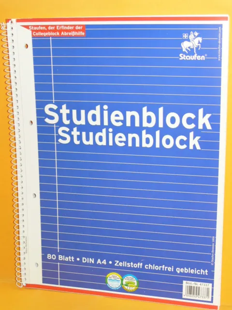 Staufen - Collegeblock - DIN A4 - liniert mit Rand - 4-fach gelocht - 80 Blatt -